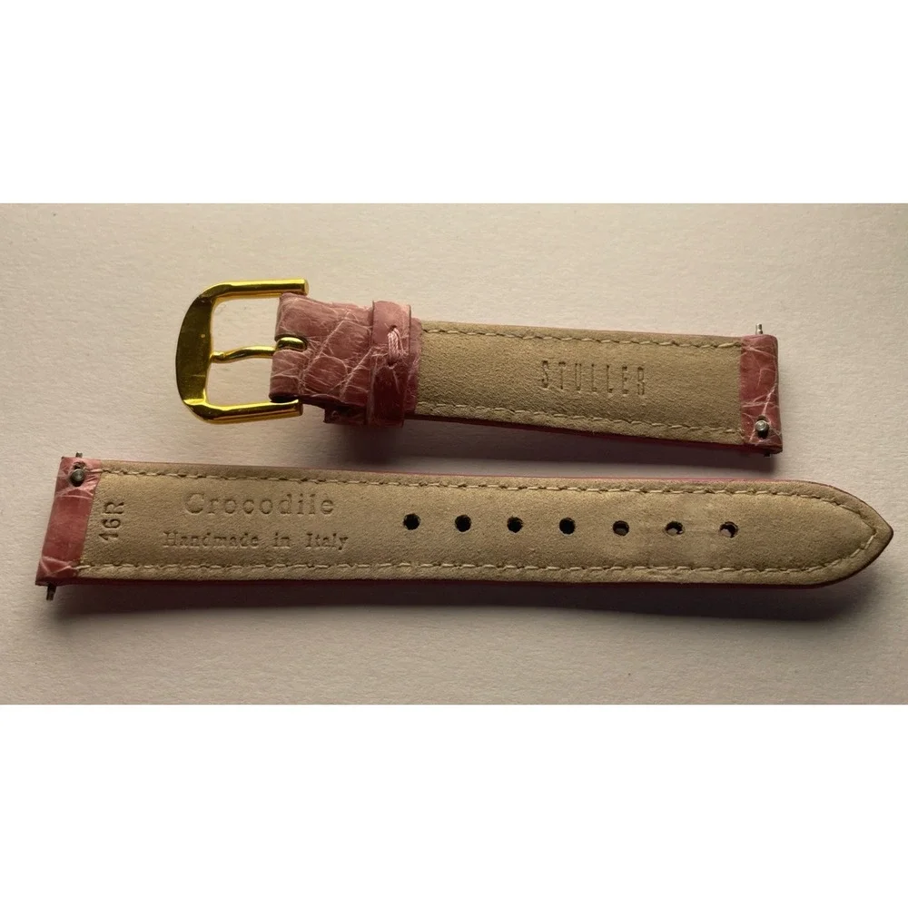 16mm Pink Crocodile Grain Stuller‎ Watch Band